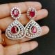 Handmade Brass Metal Jewellery Ruby Teardrop Necklace Set